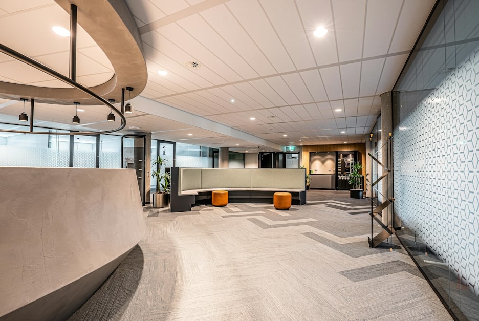 Tidy and clean commercial office area.